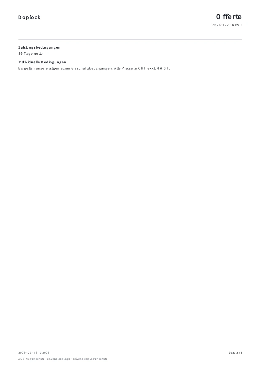 Original demo quote: payment terms